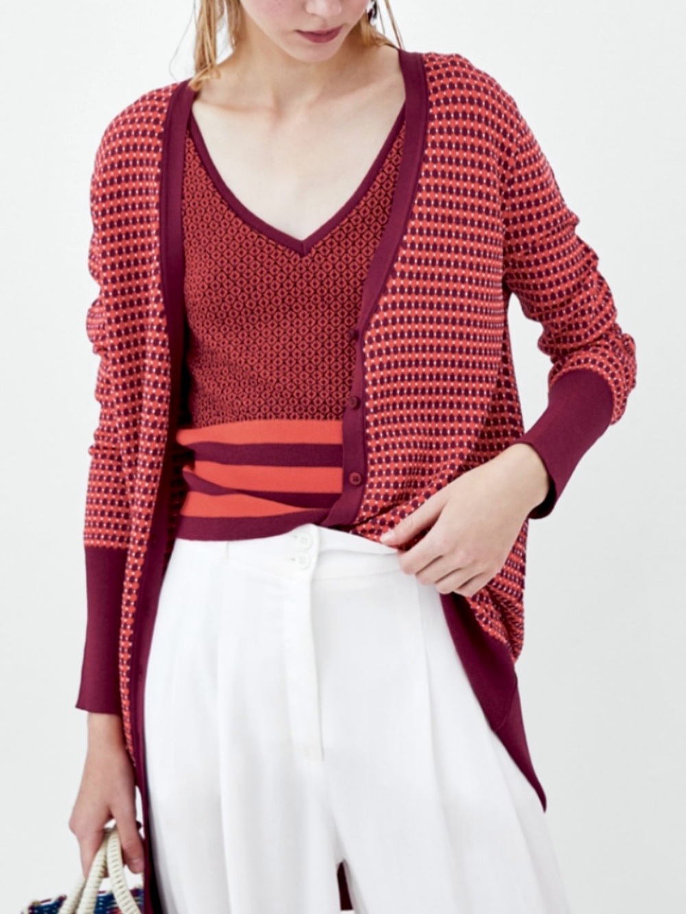 Zara Patterned Knit Cardigan Size S
